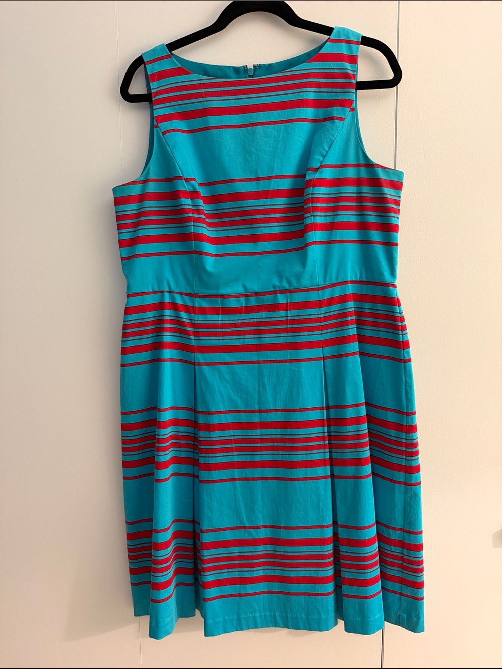 Talbots Turquoise Dress with Red Stripes